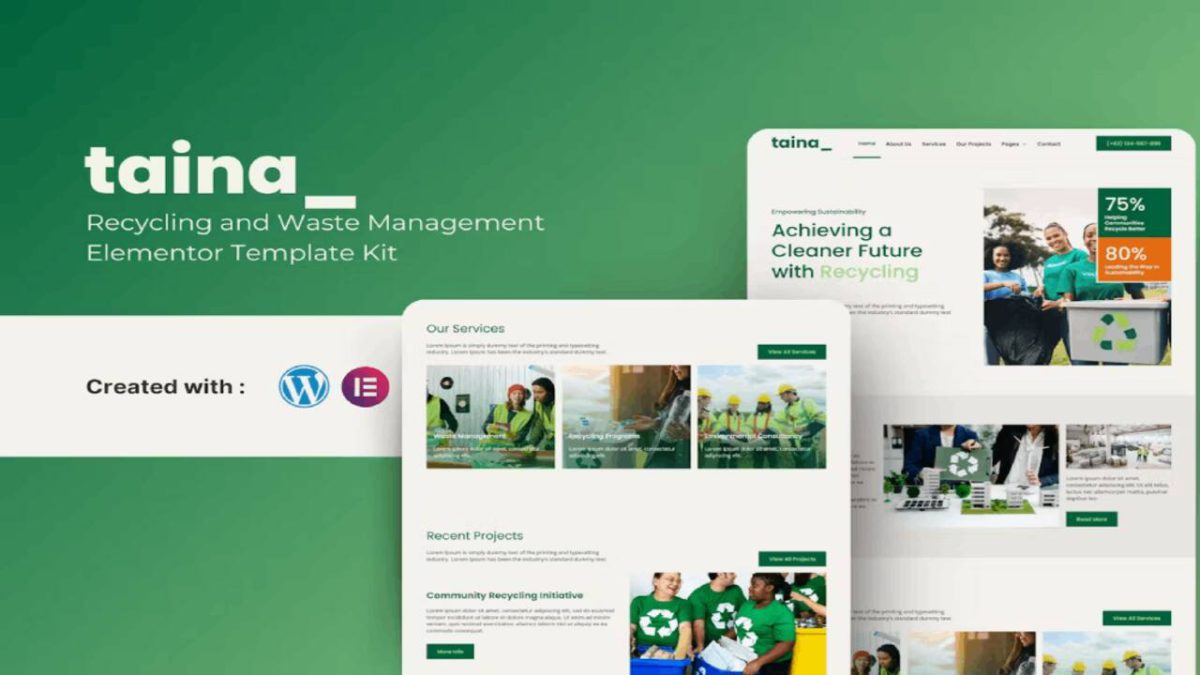 Taina – Recycling & Waste Management Elementor Kit - Image 1