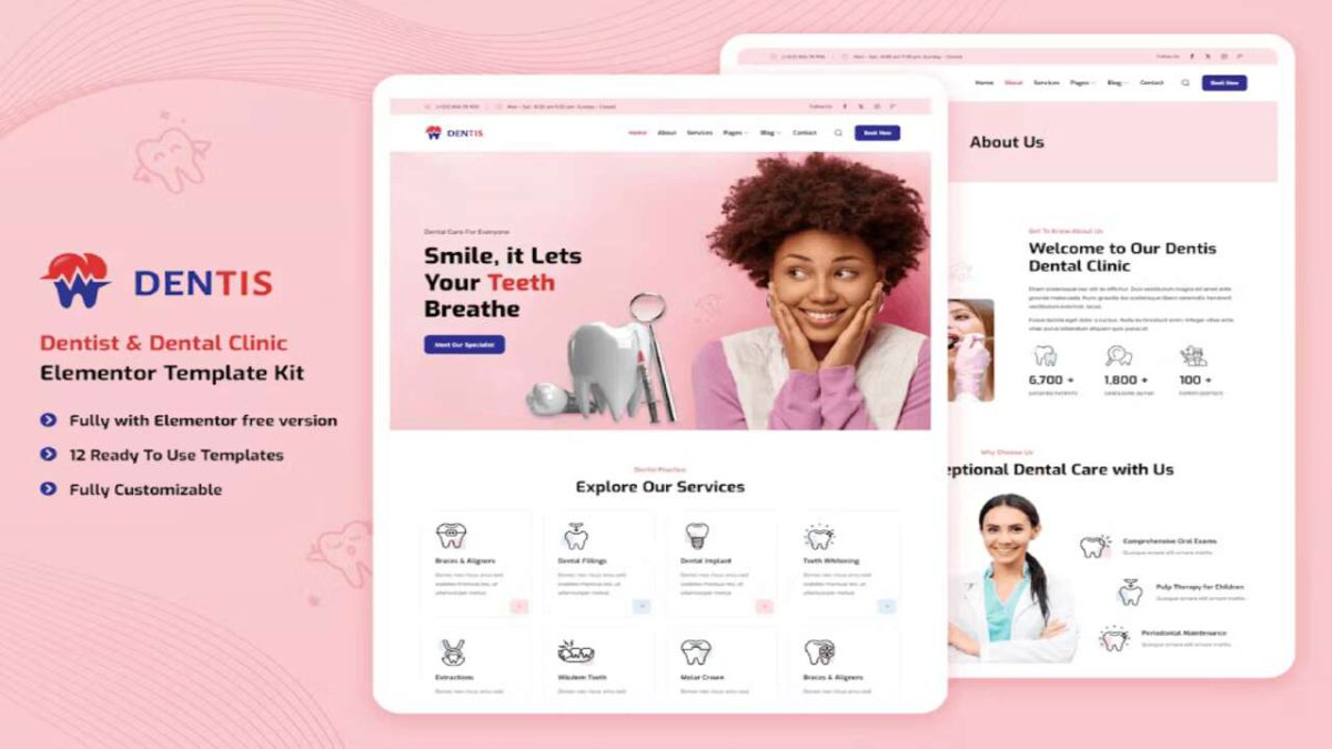 Dentis – Dentist & Dental Clinic Elementor Template Kit - Image 1