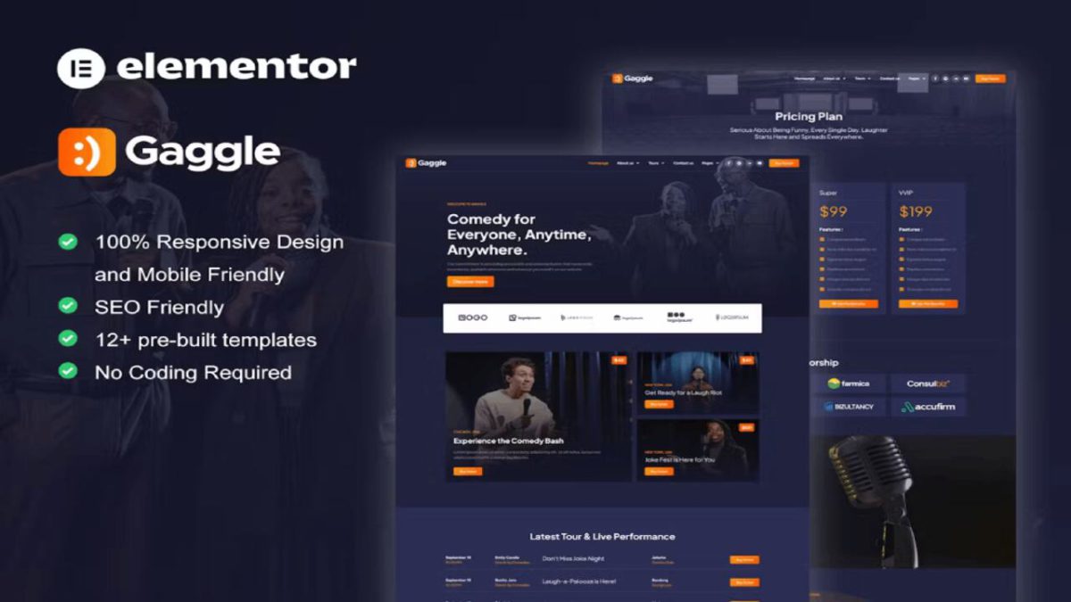Gaggle – Comedian & Entertainment Elementor Template Kit - Image 1