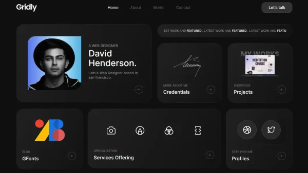 Gridly: Elementor Template Kit for Creative Personal Portfolios
