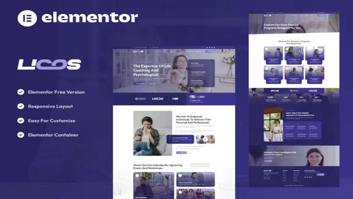 Licos – Life Coach & Psychologist Services Elementor Template Kit - Image 1