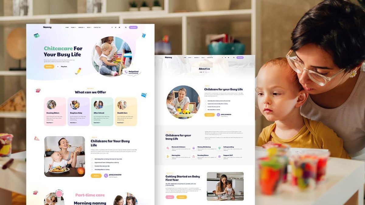 Nanny: Elementor Template Kit for Babysitter & Nannies Services - Image 1