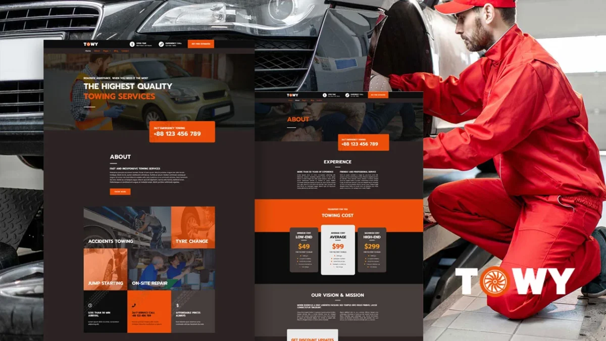 Towy: Elementor Template Kit for Towing Services - Image 1