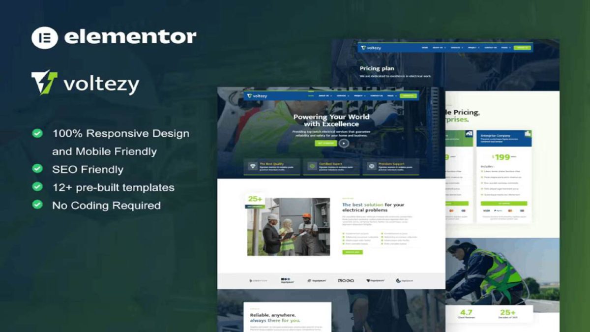 Voltezy – Electrical Service Elementor Template Kit - Image 1