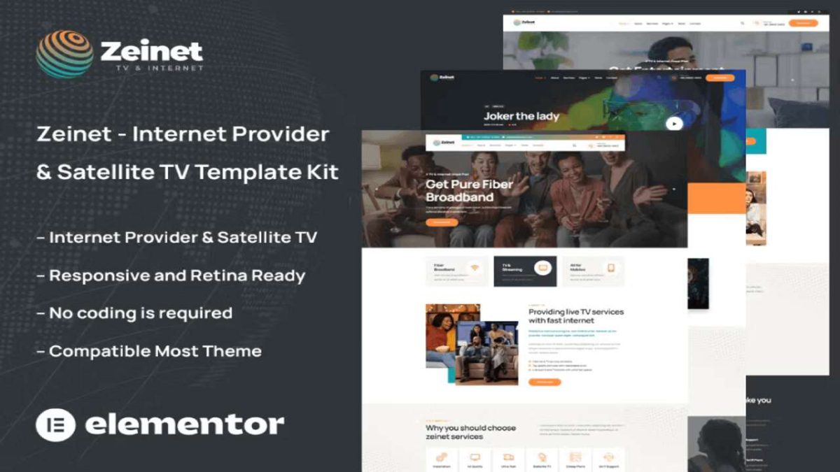 Zeinet – Internet Provider & Satellite TV Elementor Template Kit - Image 1