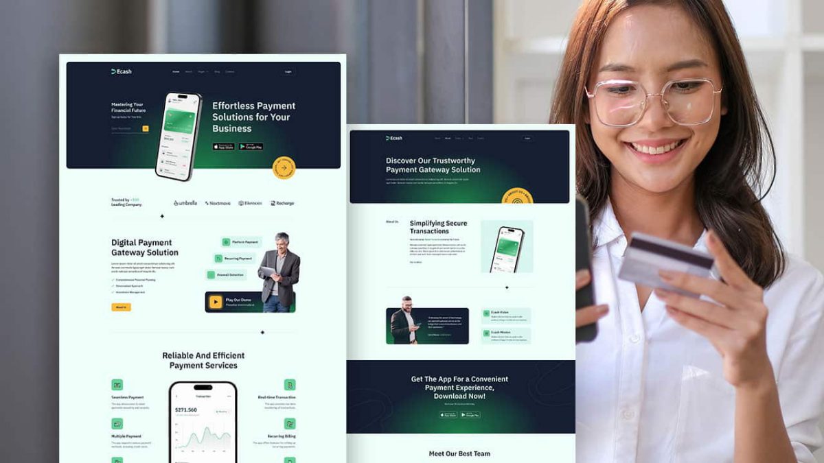 Online Payment Gateway & Fintech Elementor Template Kit by eCash - Image 1