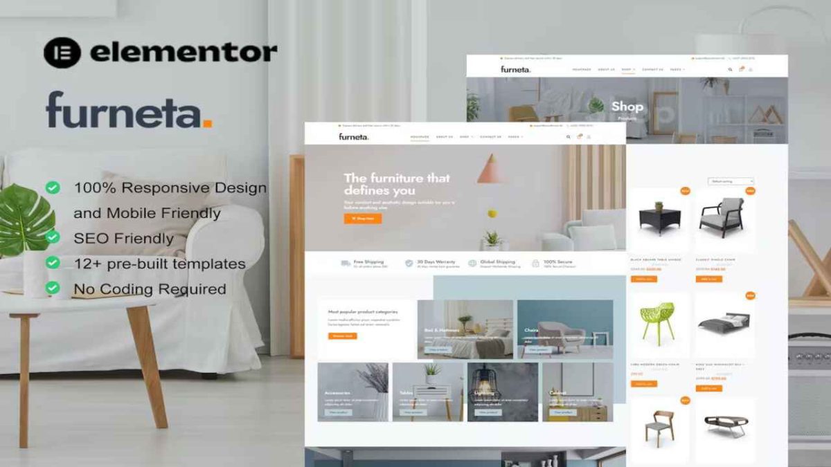 Furneta – Furniture Shop Elementor Template Kit - Image 1