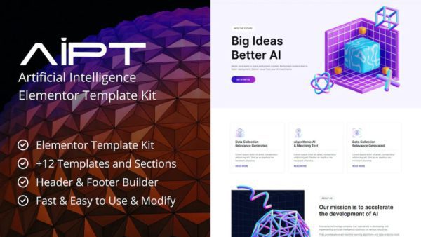 AiPT - Artificial Intelligence Company Elementor Template Kit