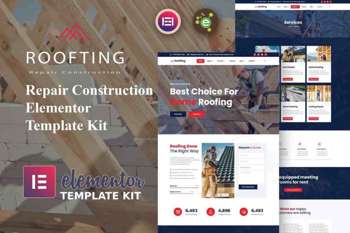 RoofBuild: Elementor Template Kit for Roof Building Elements & Services - Image 1