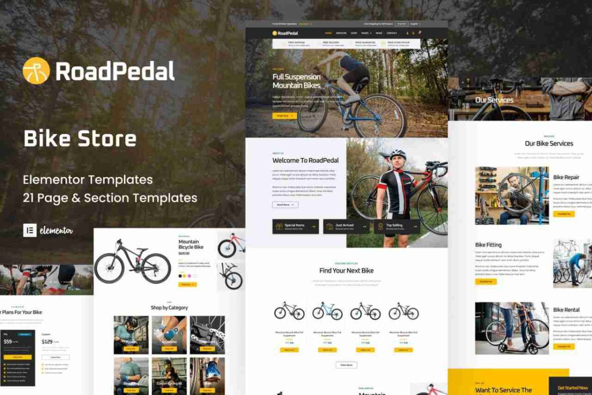 RoadPedal: Elementor Template Kit for Bike Shops & Cycling Stores - Image 1