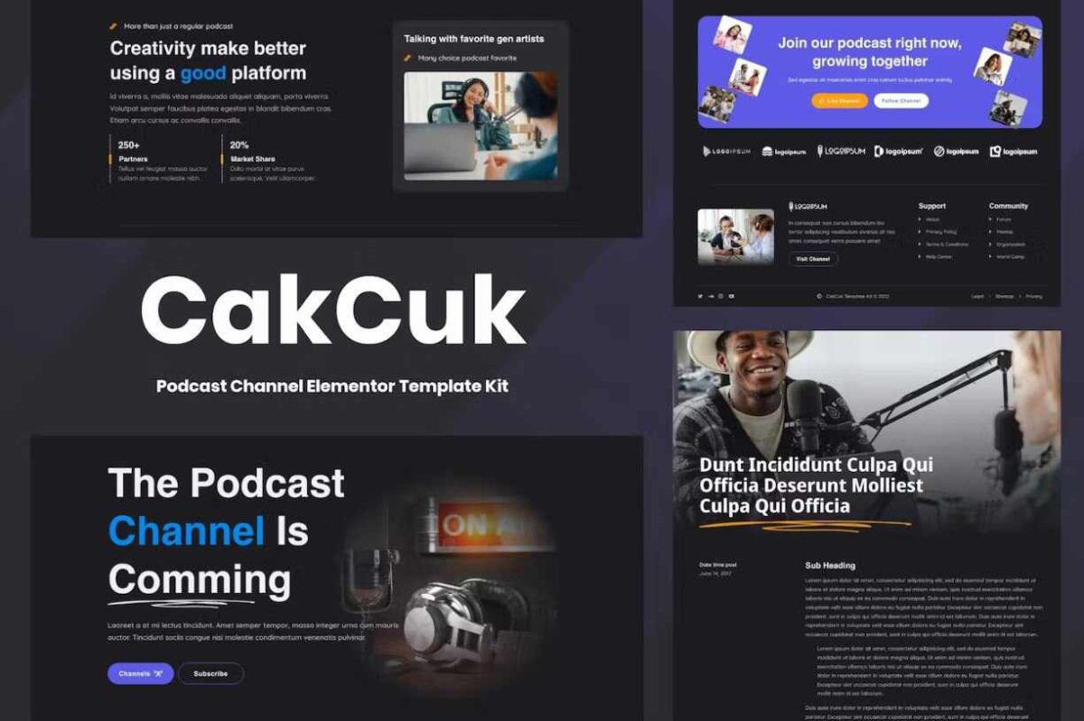 CakCuk: Elementor Template Kit for Podcast Channels & Streaming - Image 1