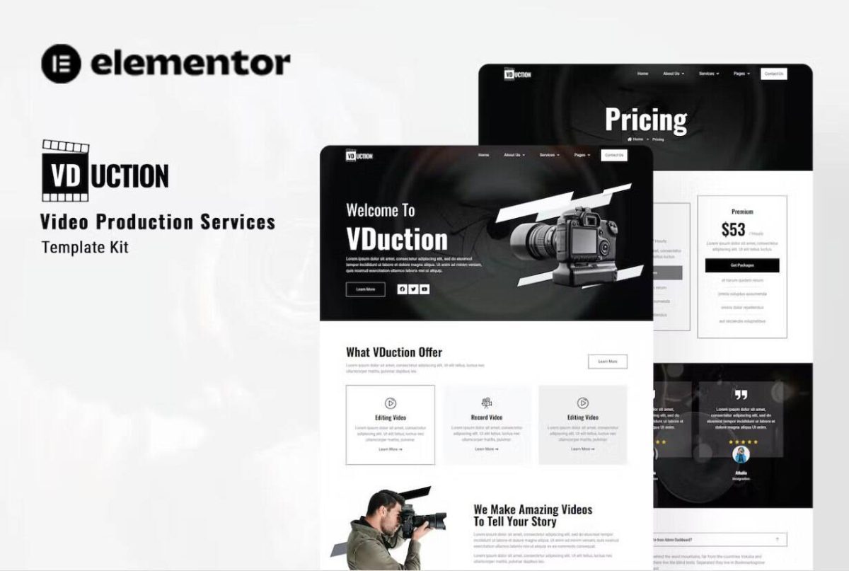 VDuction: Elementor Template Kit for Video Production Services - Image 1