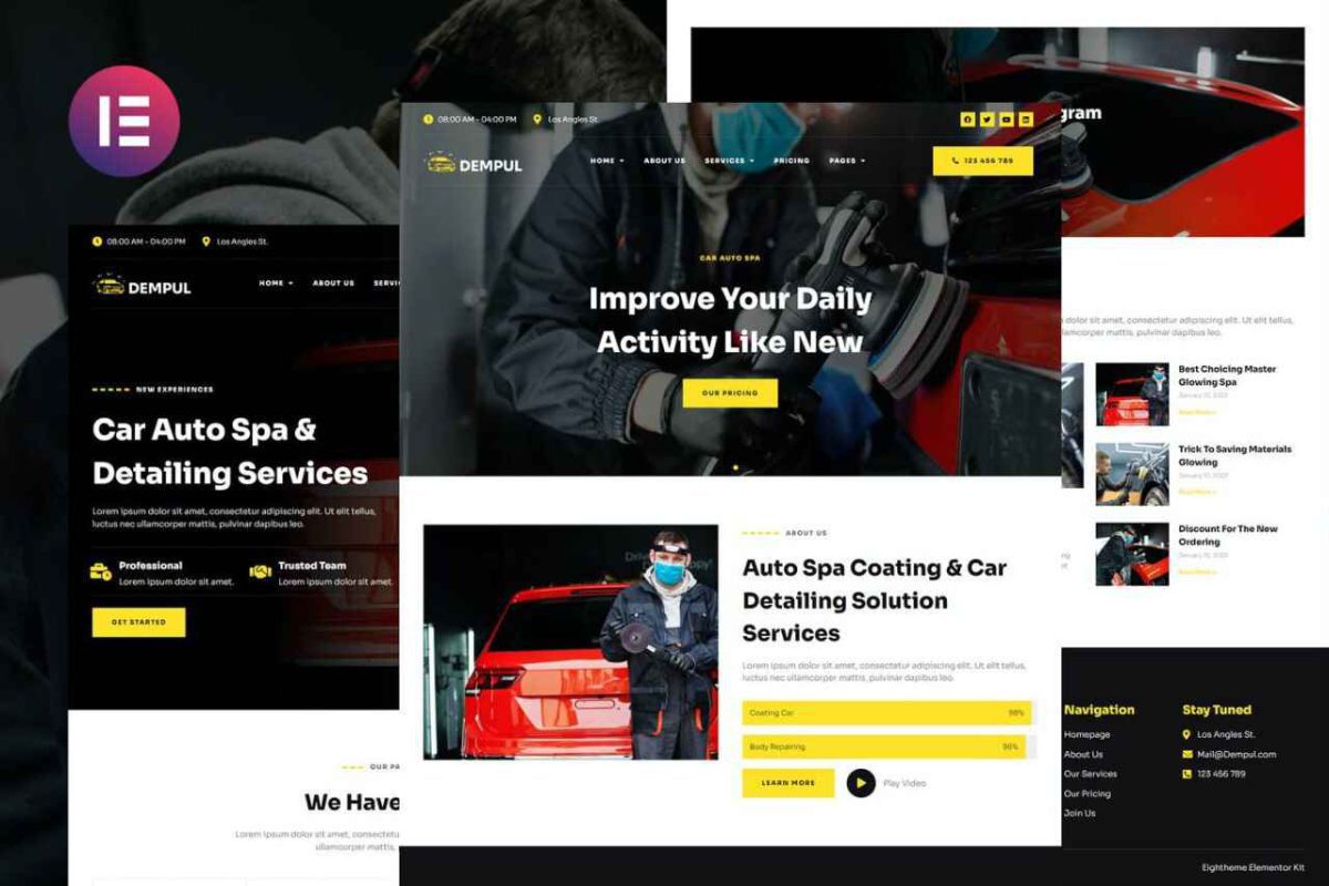 Dempul: Elementor Template Kit for Car Auto Spa & Detailing Services - Image 1