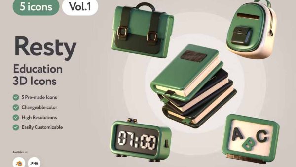 Ecology 3D Icons – Sustainable Icons Set in PNG, OBJ, GLB Formats