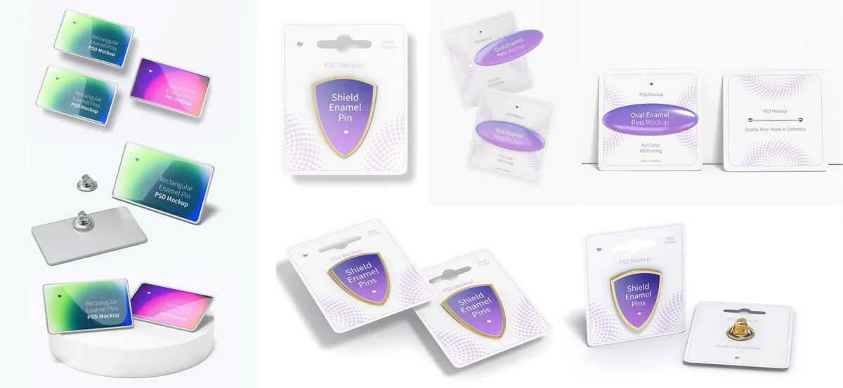 Free Enamel Pin Mockups - Pin Design Display | EPM001 - Image 1