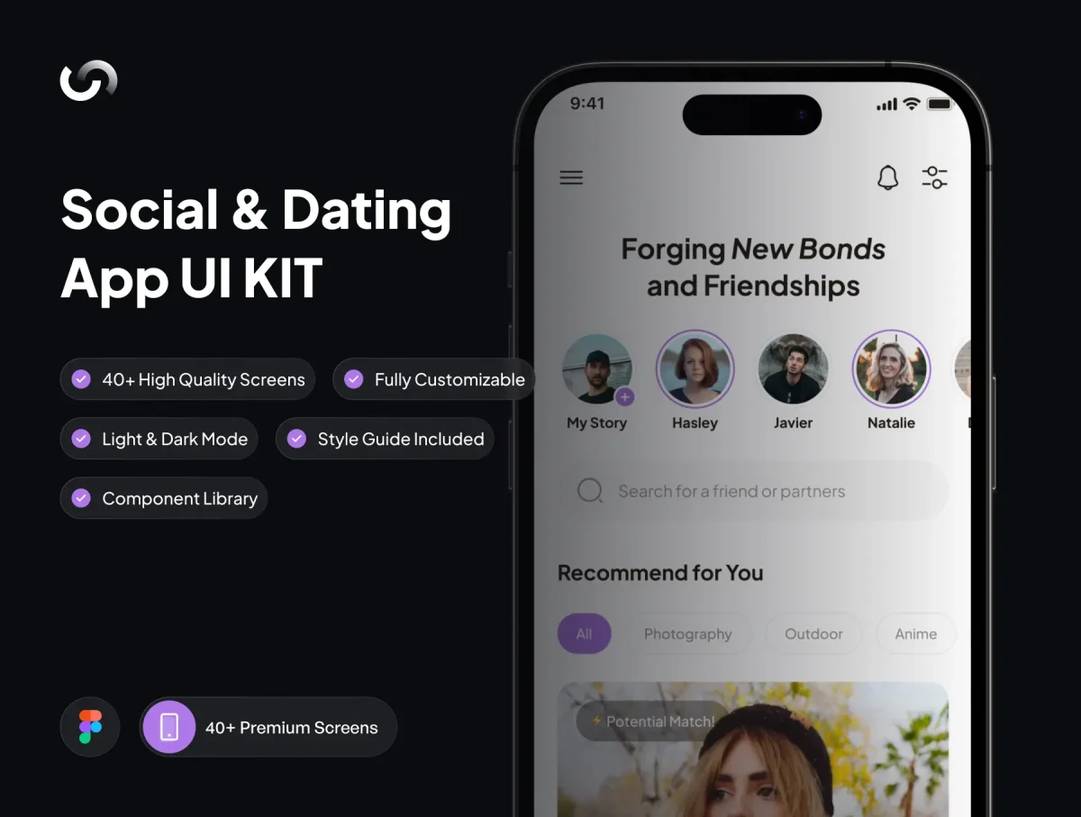 Heact - Dating App UI Kit with 40+ Screens for Figma - Image 1