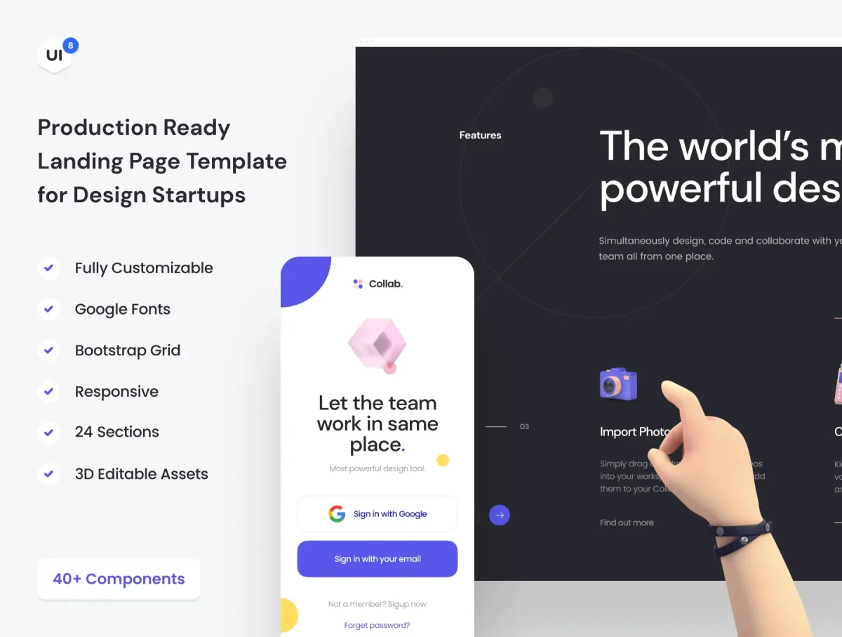 Collab Landing Page Kit: Responsive Design for Startups - Image 1